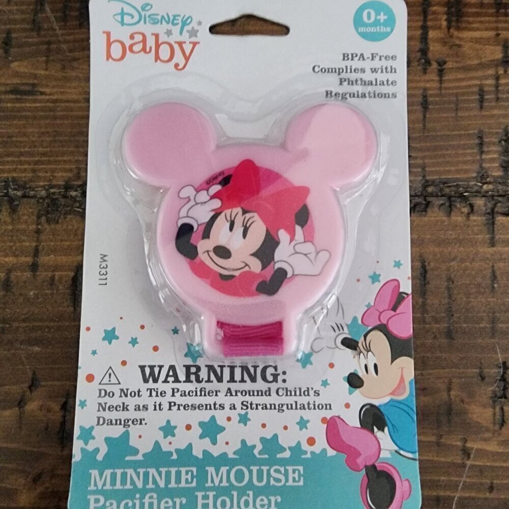Disney Baby Minnie Mouse Pacifier Holder-New in Package